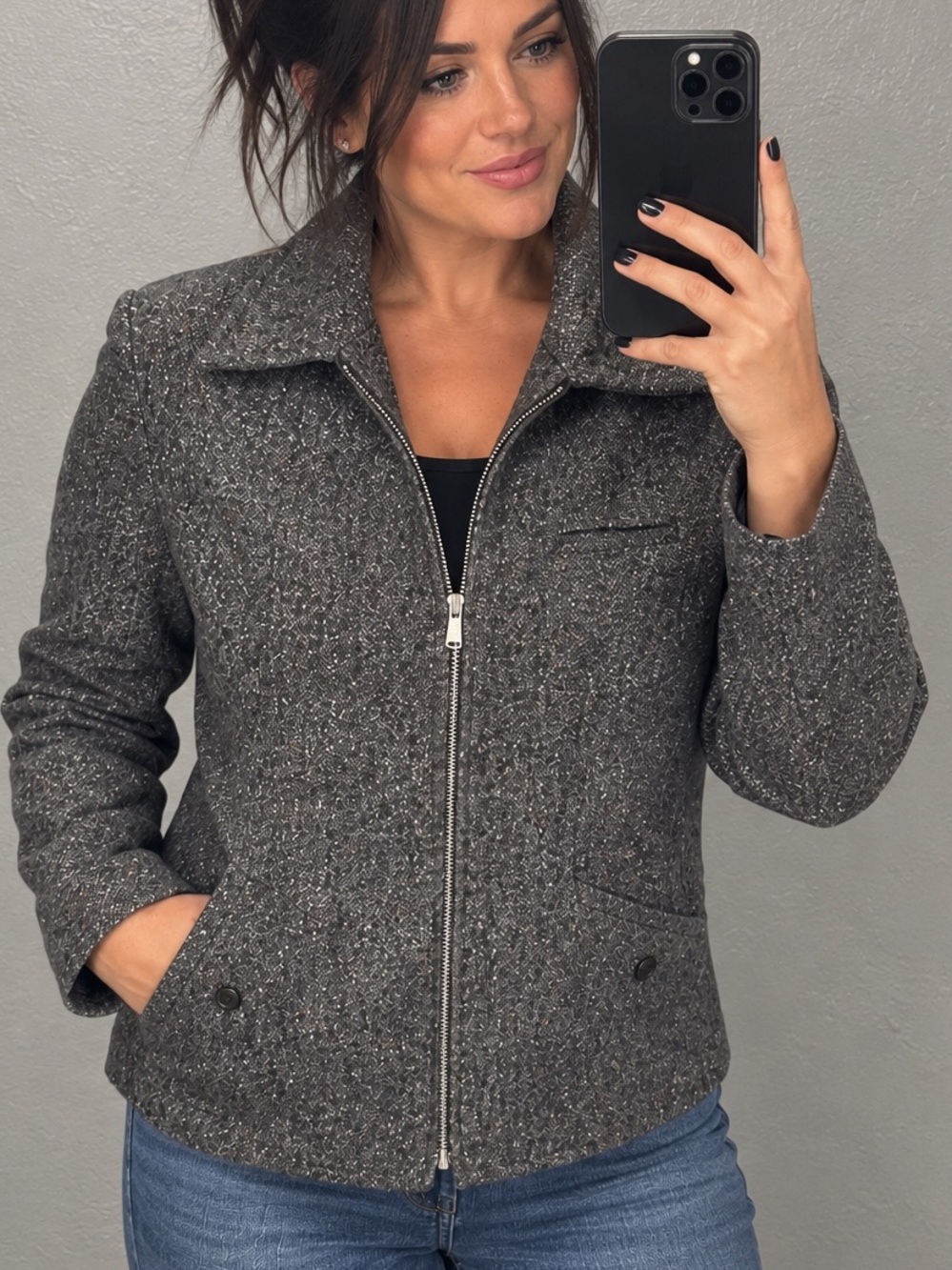 Braebrook Wool Tweed Zip Jacket Made in Ukraine Medium